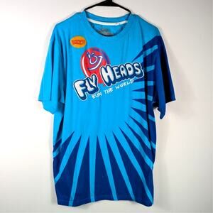 Born Fly Heads Run The World Graphic T Shirt Mens XL Blue Streetwear Tee Skater